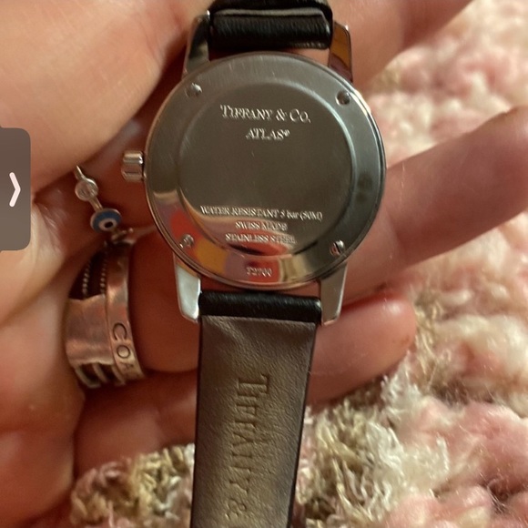 Preloved Vintage Tiffany&Co Black calfskin band wrist watch for women - Picture 5 of 15